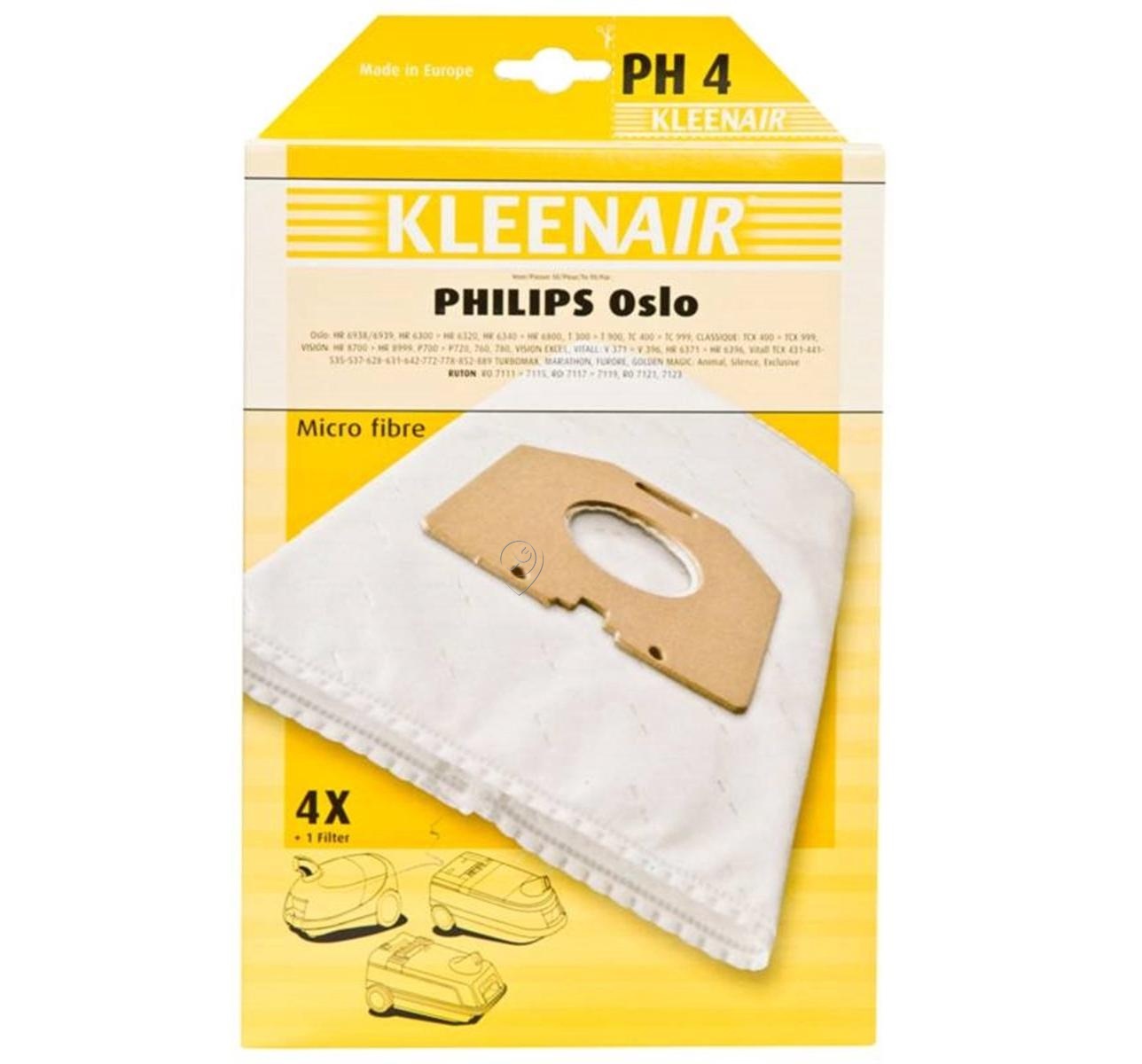 Sac de aspirator KLEENAIR OSLO PLUS set 4 bucăți + 1 filtru pentru aspiratoare