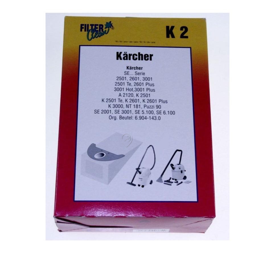 Sac aspirator Karcher FILTERCLEAN K2 000183-K - Set 4 bucăți pentru modelul 2601PLUS