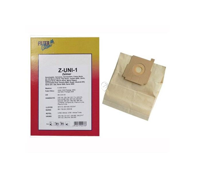 Set 5 saci aspirator Zelmer cu 2 filtre FILTERCLEAN Z-UNI-1 / Z100 000294-K