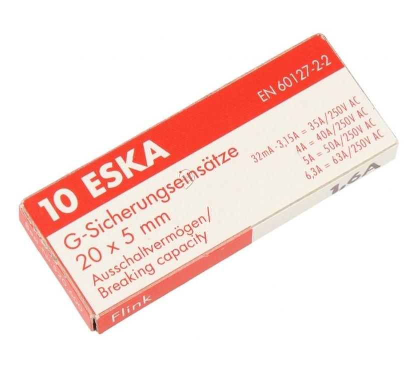 Siguranță Rapidă ESKA 1,6A-F 5x20mm, 10buc/set - ROHS