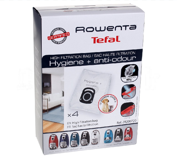 Rowenta - Igienă - Filtrare înaltă + anti-miros - pachet/4 - ZR200720 - pentru Aspirator ROWENTA - RO6327EA410
