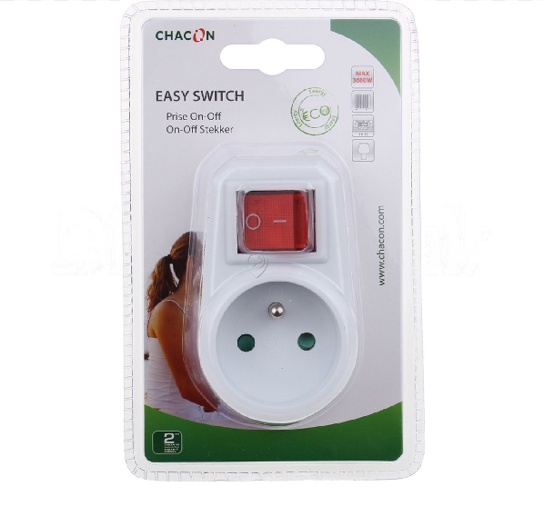 Universal - Ștecher domino 1 x 16 A alb + comutator - 54120