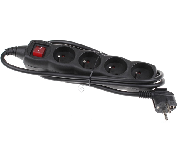 Universal - Prelungitor + cablu 1,5m + întrerupător 4x16a/250v negru - 44023