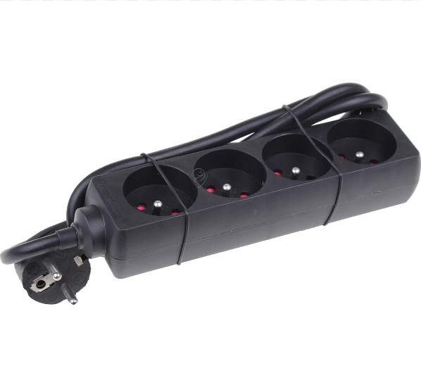 Universal - Prelungitor cu 4 prize și cablu de împământare negru formă dreptunghiulară 1,5m - 44022