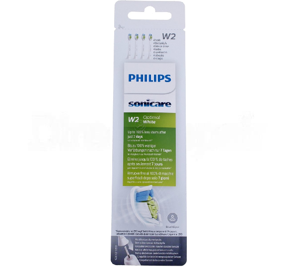 Philips - Pachet de 4 periuțe albe W2 Optimal White BH - HX606410 - pentru Periuță de dinți electrică