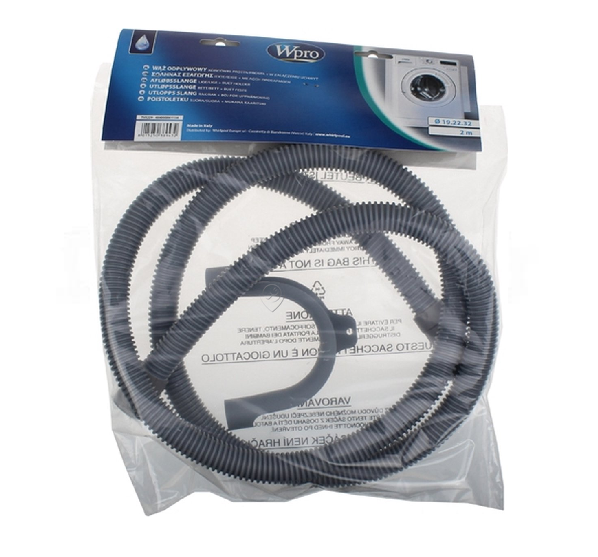 Whirlpool - Furtun de evacuare - drept/drept (ø19/22/32 - l 2 m) - 484000001134 - pentru Mașină de spălat haine WHIRLPOOL - 851690103102 - AWB901/2