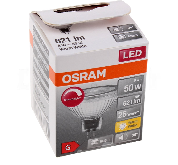 Osram - Lampa LED Superstar MR16 (50) - 8W - 36° - 12V - GU5.3 / 2700K - 4058075433724 - pentru Iluminat