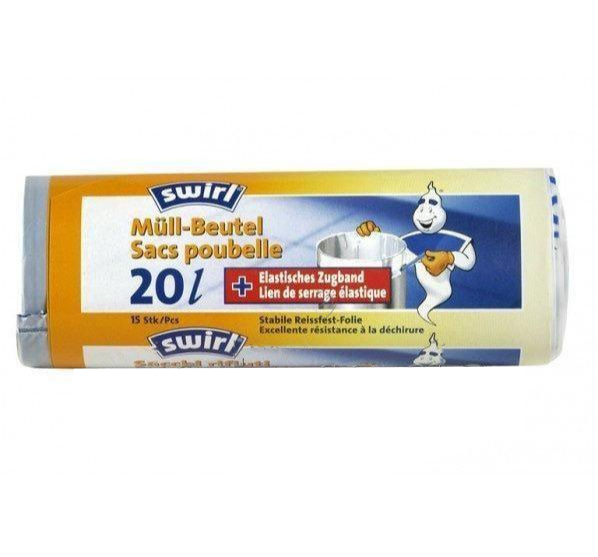 Swirl - Saci pentru coș de gunoi cu pedală - bandă de fixare elastică - 20l - pachet/15 - 6769842 - pentru Aparate casnice mici