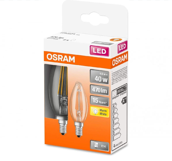 Osram - Led Star Classic B Fil (40) 4W/827 E14 Box2 - 4058075330511 - pentru Iluminat