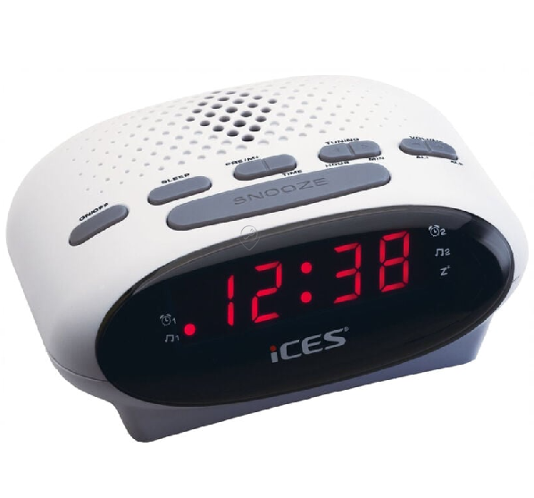 Lenco - Radio cu ceas Ices ICR-210 alb - A002214 - pentru TV/audio/video