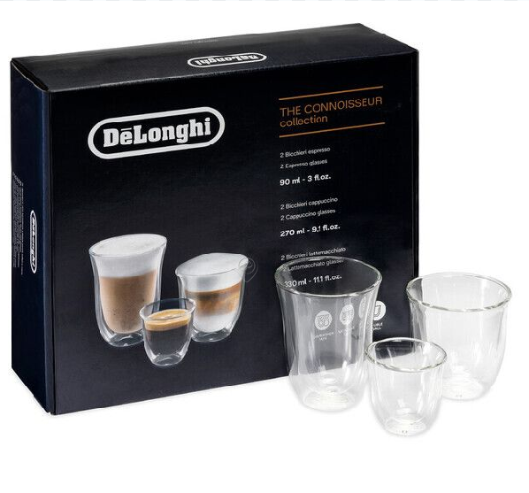 Delonghi - Dlsc302 - set de 2 pahare cu pereți dubli pentru espresso, 2 pentru cappuccino și 2 pentru latte macchiato - 5513284451