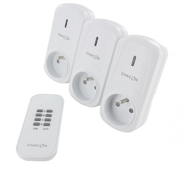 Chacon - Set de 3 prize și telecomandă (2000w) - 54663