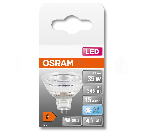 Osram - Bec LED stea par MR16 (35) 36° - 3.8w/840 12v GU5.3 - 4058075796812 - pentru Iluminat
