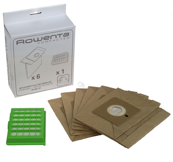 Seb - Sac aspirator compact 6 bucăți + filtru HEPA - ZR004101 - pentru ROWENTA - COMPACTEO