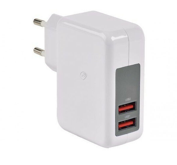 Erard - 2 x Adaptor USB-A 230v - 5v / 2.4a + 1a - 728203 - pentru Telefonie
