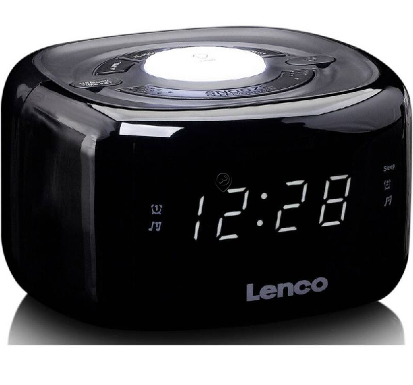 Lenco - Cr12-bk radio cu ceas cu funcție de timmer și lampă de noapte - LCR12BK - pentru TV/audio/video