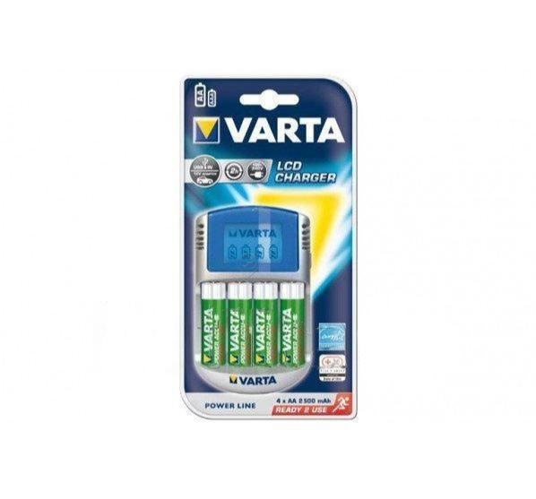 Încărcător LCD Varta Power cu 4 acumulatori AA de 2600 mAh incluși/încărcare rapidă 2-4 ore/încărcător 12V inclus - 57070201451