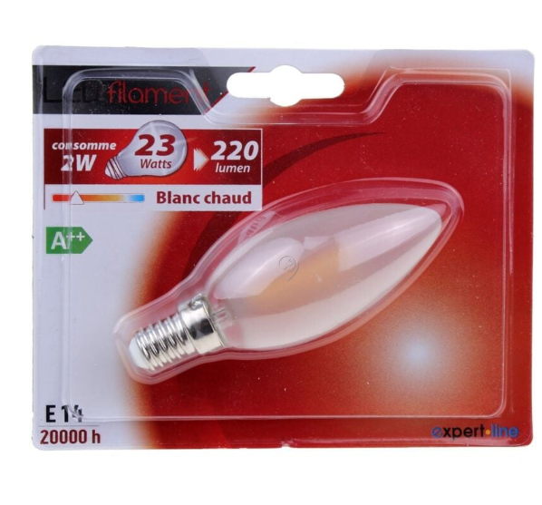 Cogex - Bec LED clasic tip lumânare cu filament mat, 2 W, E14 - 494929 - pentru Iluminat