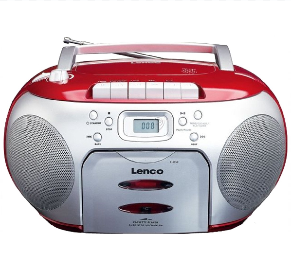 Lenco Radio boombox scd-420 roșu stereo portabil radio FM cu CD-player și casetofon - A002469 - pentru TV/audio/video