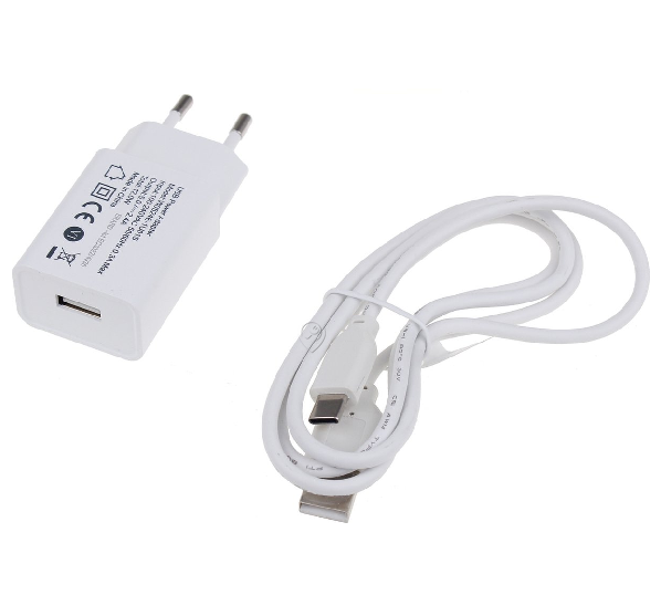 Erard - Adaptor de alimentare USB + cablu USB A/C la 5V /2.4A - alb - 728112 - pentru Telefonie