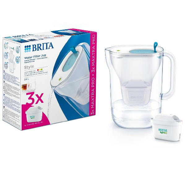 Brita - Căna filtru de apă Style LED4W Blue, inclusiv 3 cartușe Maxtra Pro cu capac CEB - 1051127 - pentru Tratament apă