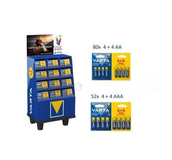 Varta - Suport de podea cu baterii 80x 4+4 AA și 52x 4+4 AAA - 98300805801