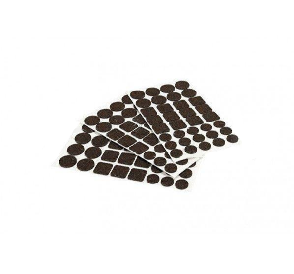 Cogex - Set de plăcuțe adezive din fetru maro, pătrate/rotunde - 82557