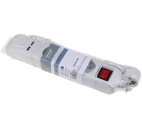 Erard - Prelungitor multiplu 3 x 16A 1m + USB + comutator - 8366