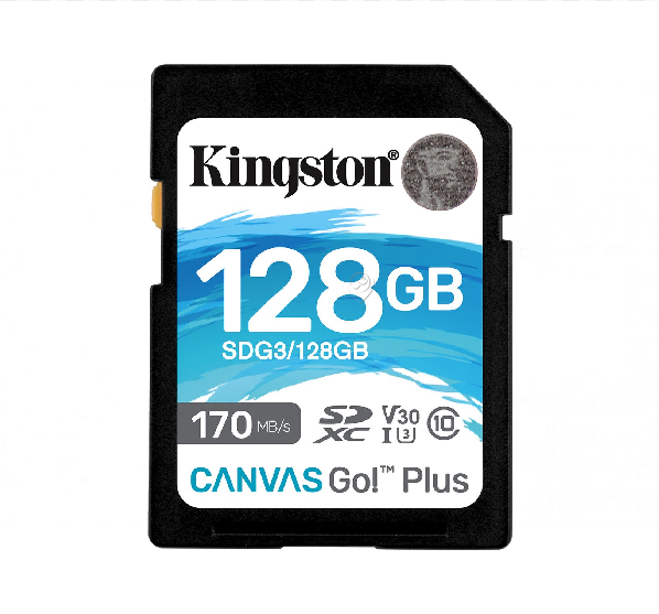 Memorie flash Kingston Canvas Go! Plus, 128 GB, 170 MB/s, SD, UHS-I, clasa 10 - SDG3128GB