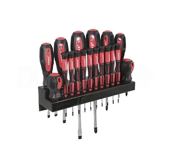 Cogex - Set de șurubelnițe - 18 piese - cu suport de perete - 16184