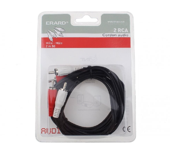 Erard - Cablu de conectare stereo 2x rca m<->2x rca m 2.5m - 721580 - pentru TV/audio/video
