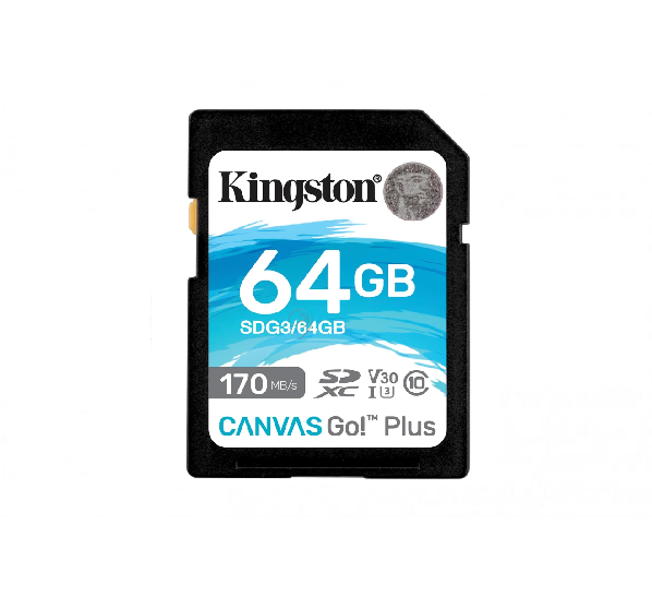 Memorie flash Kingston Technology Canvas Go! Plus, 64 GB, 170 MB/s, SD, UHS-I, clasa 10 - SDG364GB