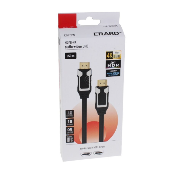 Erard - Cablu HDMI A M/M - immunity - 4K / 60fps HDR 4:4:4 - 727824 - pentru TV/audio/video