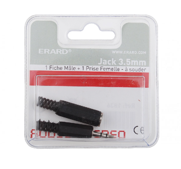 Erard - 1 x mufă jack 3.5mm m + 1 x mufă jack 3.5mm f - 721836 - pentru TV/audio/video