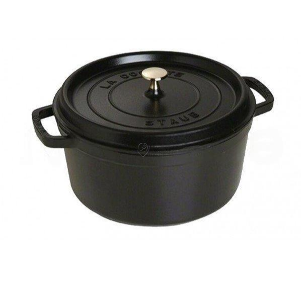 Staub - Oală rotundă pentru gătit/copt - 28cm - negru - 1102825