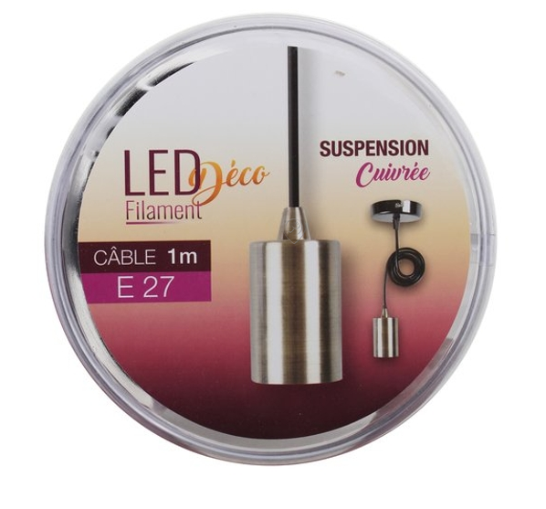 Expert-line - Corp de iluminat argintiu cu sistem de prindere cu arc E27. Cablu de 1 m - 494799