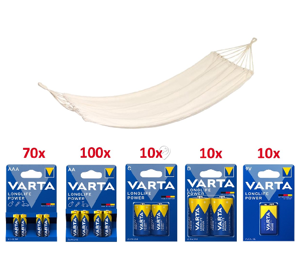 Varta - Pachet Ready to sell Varta, 200 baterii + hamac cadou