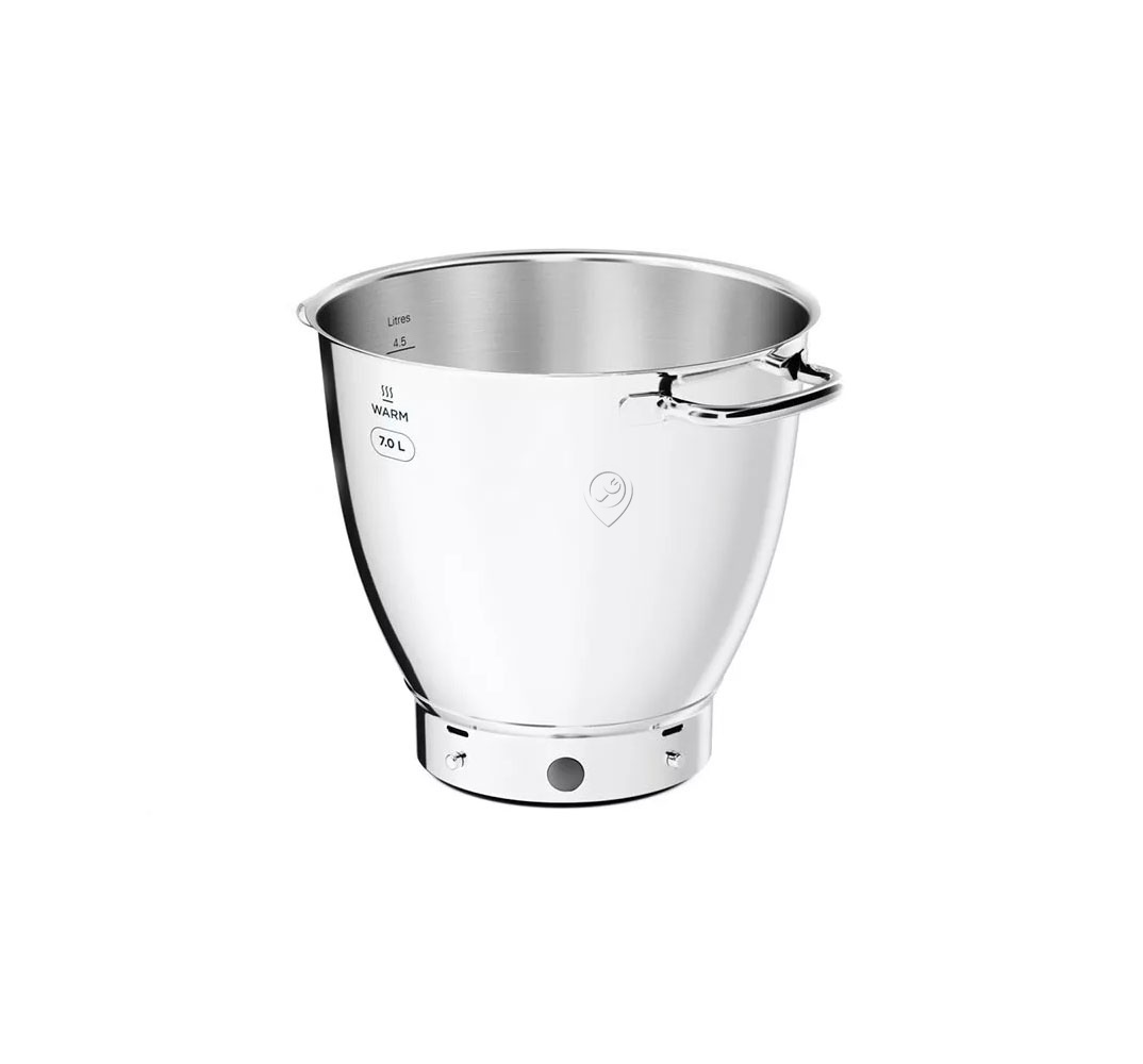 Kenwood - Kab71.002bs Bol de amestecare din oțel inoxidabil easywarm de 7 l cu mânere - AW20011053 - pentru Robot de bucătărie/Mixer