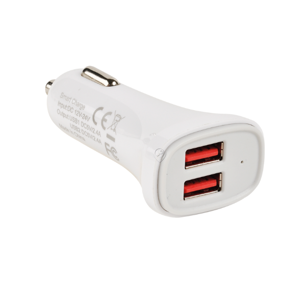 Erard - Încărcător auto USB 5V / 2.4V - alb (smart charge) - 728334