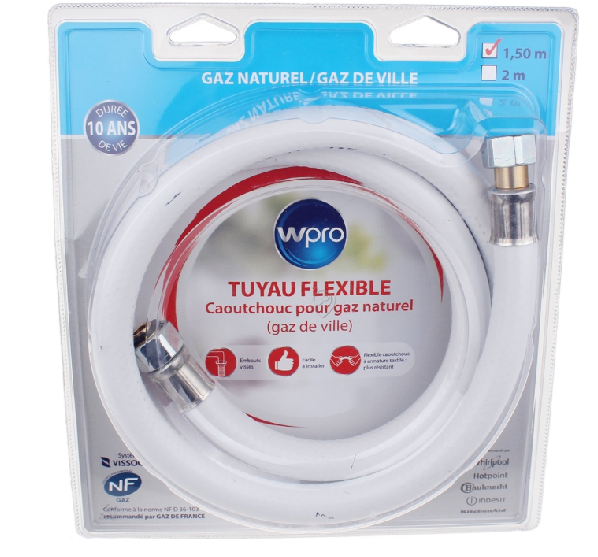 Whirlpool - Furtun pentru gaz metan - 10 ani tnc158 1,5 m - 481181729009 - pentru Plită/Cuptor