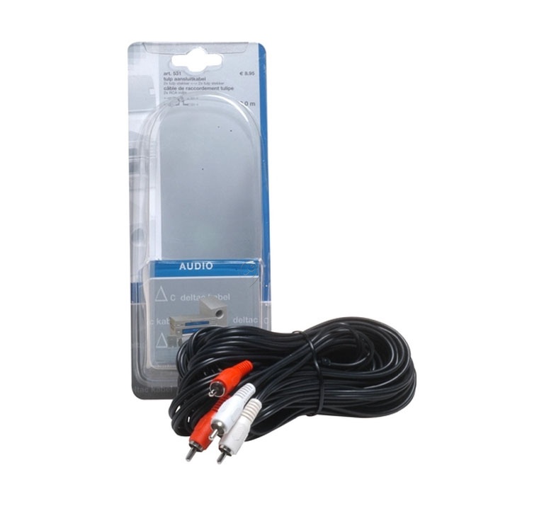 Deltac - Cablu de conectare de 10.0 metri, 2 x RCA m <=> 2 x RCA m - 531 - pentru TV/audio/video