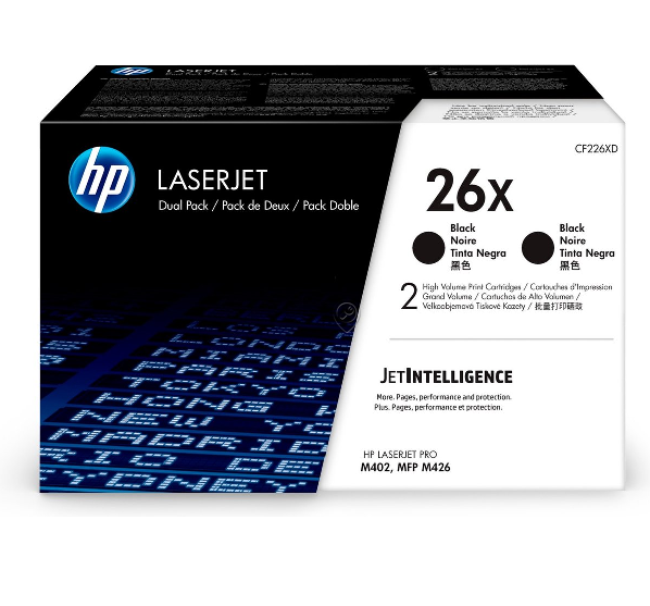 Hewlett Packard - Toner HP 26X negru pachet dublu cu randament ridicat - CF226XD