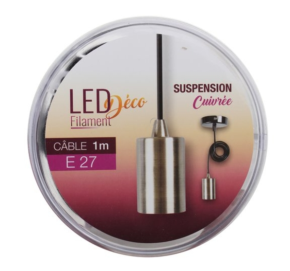 Expert-line - Corp de iluminat din cupru cu sistem de prindere cu arc e27. Cablu de 1 m - 494789