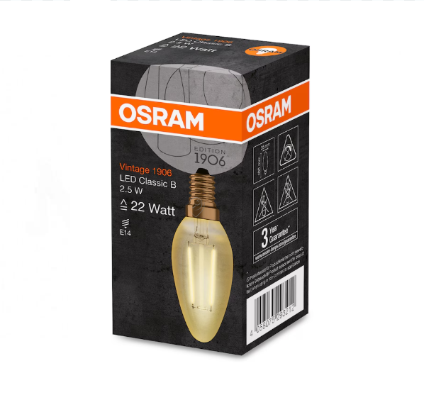 Bec LED Osram - 1906 LED CL B 2,1-2,5W/825 230V FIL GD E14 FS1 Osram - 4058075119369 - pentru Iluminat