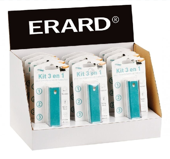 Erard - Soluție de curățare pentru dispozitive mobile 3 în 1, în suport de prezentare 12 bucăți - 726435 - pentru Telefonie