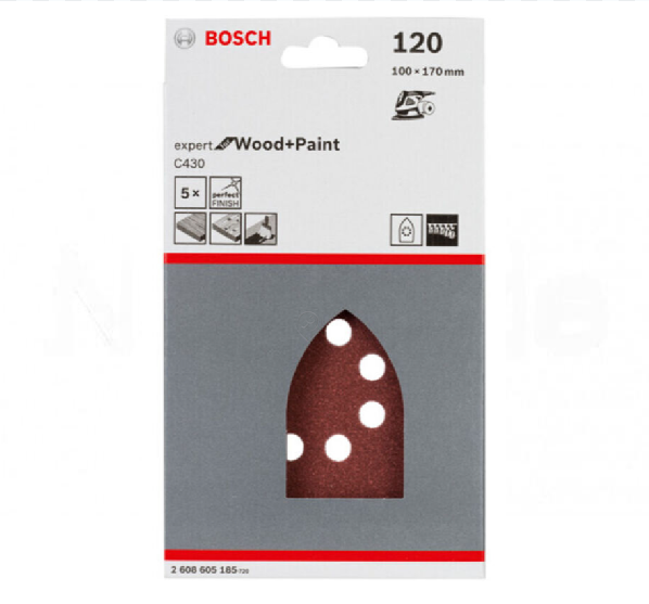 Bosch - Set hartie abraziva, 5 piese (100 x 170 mm, k120 - 2608605185