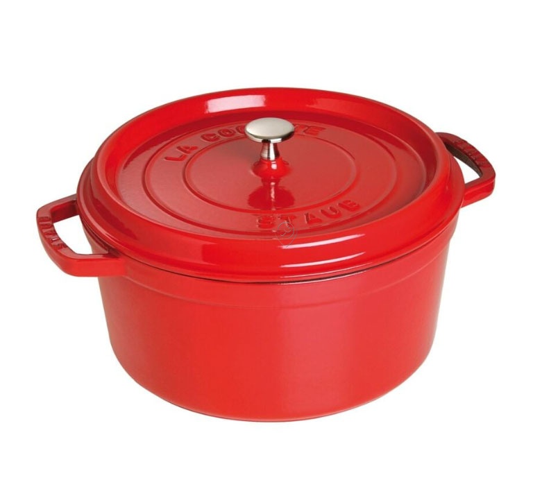 Staub - Oală rotundă pentru fierbere/coacere - 28 cm - culoare cireș - 6,7 litri - 1102806