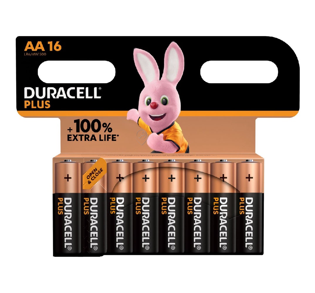 Baterie Duracell Alkaline Plus AA x16 - 5000394141025
