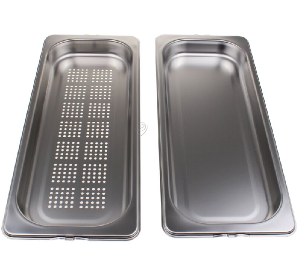 Bosch - 2 Tăvi / Recipiente inox de gatit la abur (perforată/neperforată), mărimea m - 17007263 - pentru Plită/Cuptor
