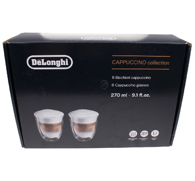 Delonghi - Dlsc301 Set 6 pahare cappuccino 270ml - 5513284441 - pentru Espressor